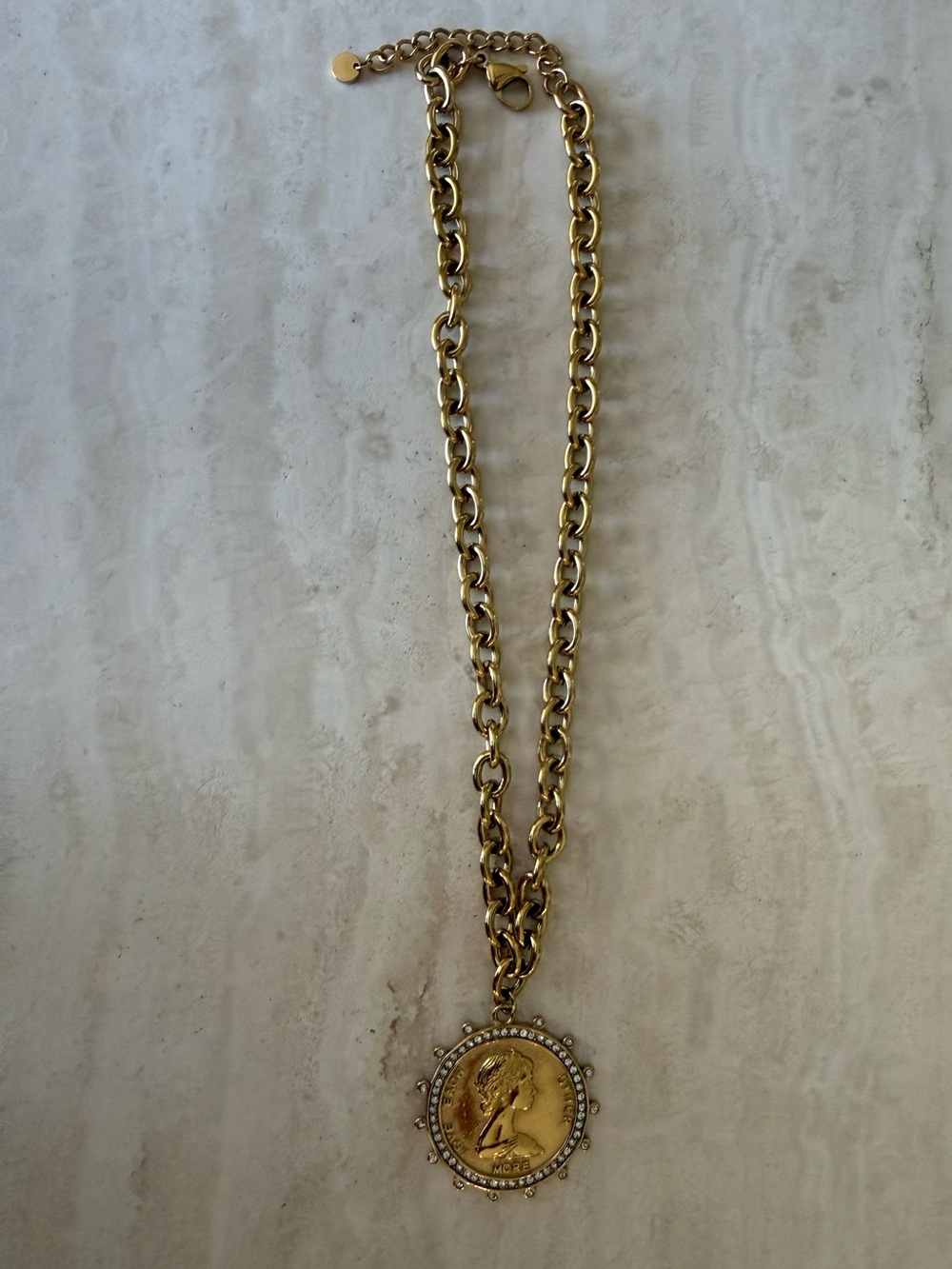 Gold Coin Pendant Chain Necklace - Love Each Other More